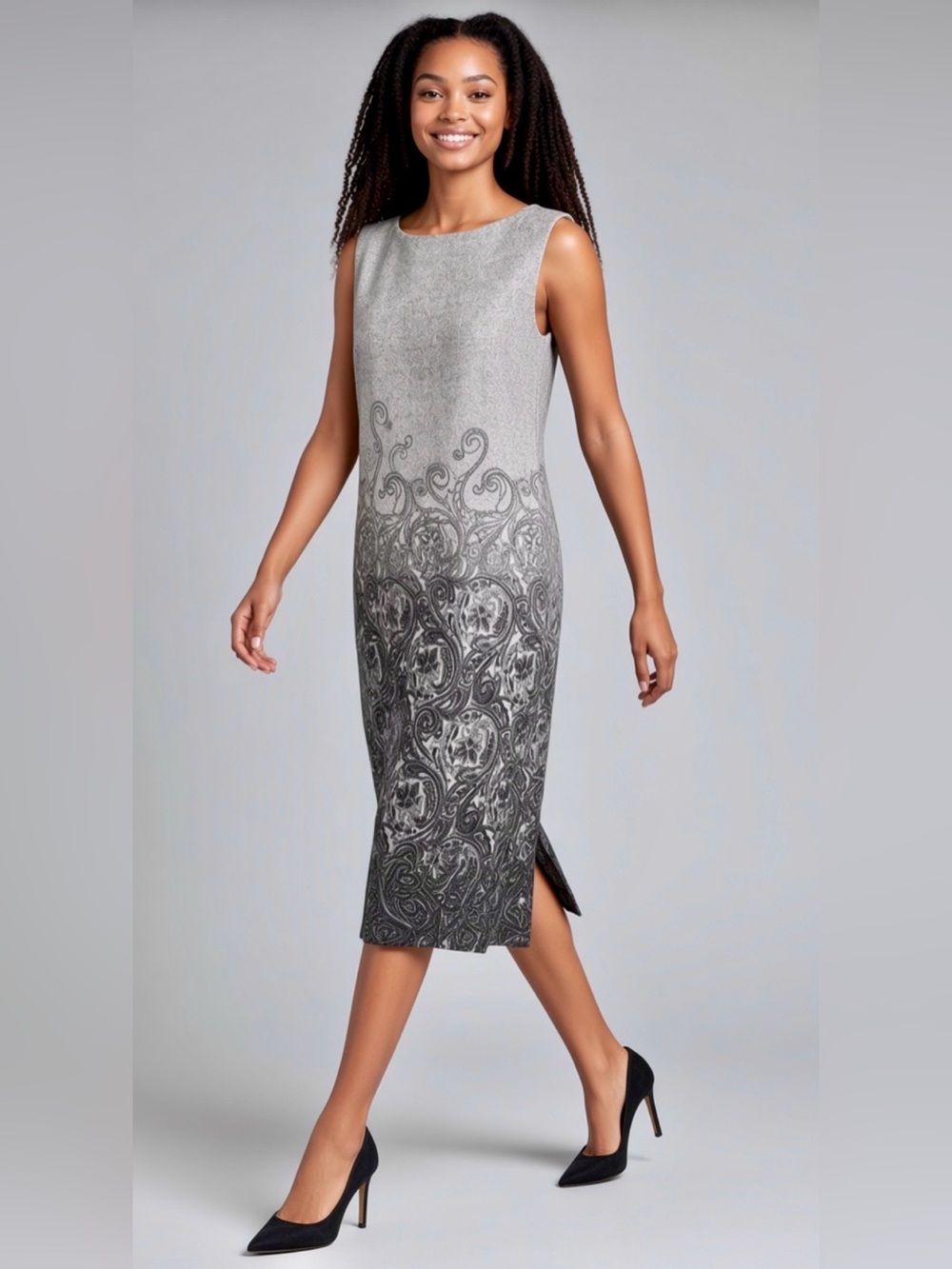 Talbots Wool Blend Tweed Ombre Paisley Print Sheath Dress Size 18 NWT